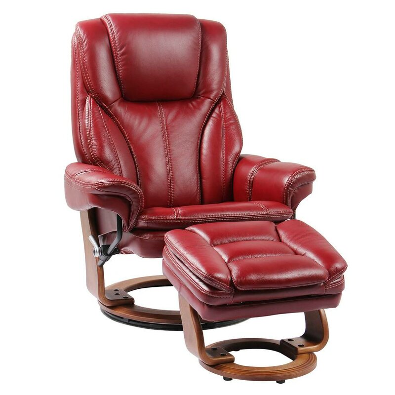 Latitude Run Nardone Leather Manual Swivel Recliner with